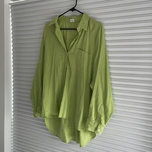 Aritzia Wilfred free linen blend green oversized shirt